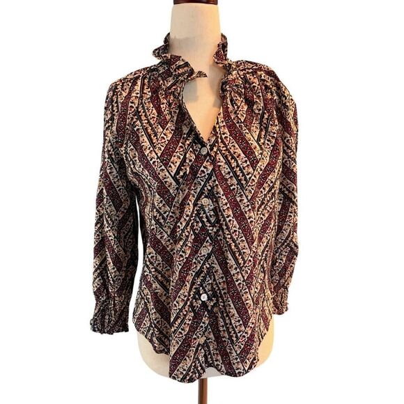 NWT Veronica Beard Jeans Calisto Shirt Top 100% Cotton ECRU Ruffle $298.00 XS - Picture 1 of 7